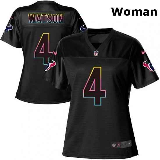 Womens Nike Houston Texans 4 Deshaun Watson Game Black Fashion NFL Jersey